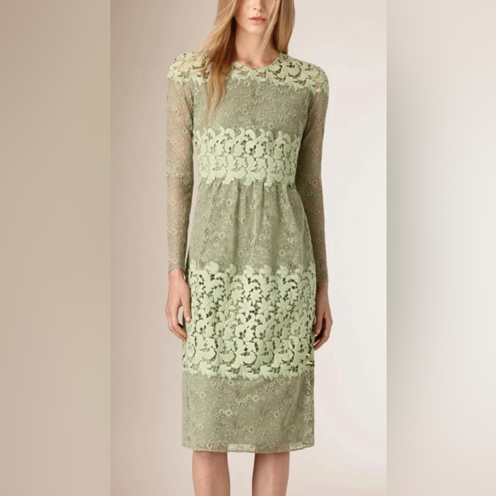 NWOT Authentic Burberry Prorsum Green Lace Dress